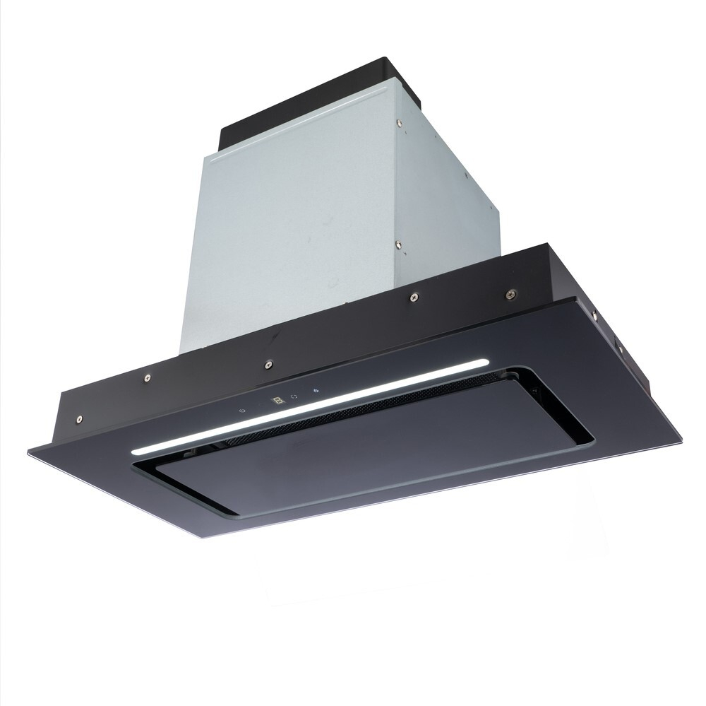 Кухонная вытяжка MACBI  MC60TL 1200 м3/ч BLACK с пульт д/управления Черное стекло,  полновстраиваемая