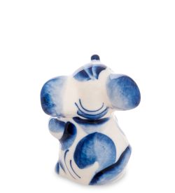 ГЛ- 550 Фигурка «Мышь с сыром» ср. (Гжельский фарфор)