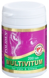 Витамины POLIDEX "Multivitum Plus" для кошек профилактика авитоминоза 200 шт.