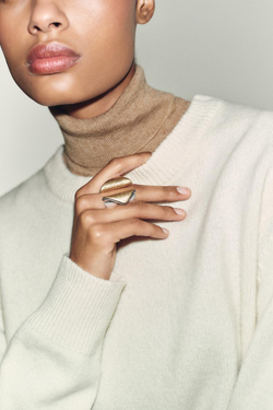 ZARA КОЛЬЦО С КОНТРАСТНЫМИ СТРАЗАМИ, ЗОЛОТОЙ/СЕРЕБРЯНЫЙ