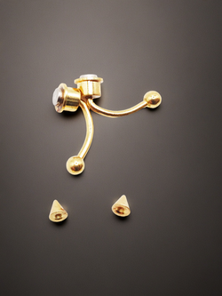 Магнитные серьги циркуляры-обманки для имитации пирсинга. Золотистая. 1 шт Опт