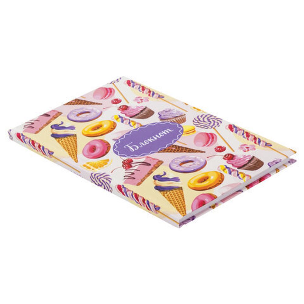 Блокнот А5 (135х206 мм), 80 л., твердый, клетка, выборочный лак, ЮНЛАНДИЯ, "Вкусняшки", 111617