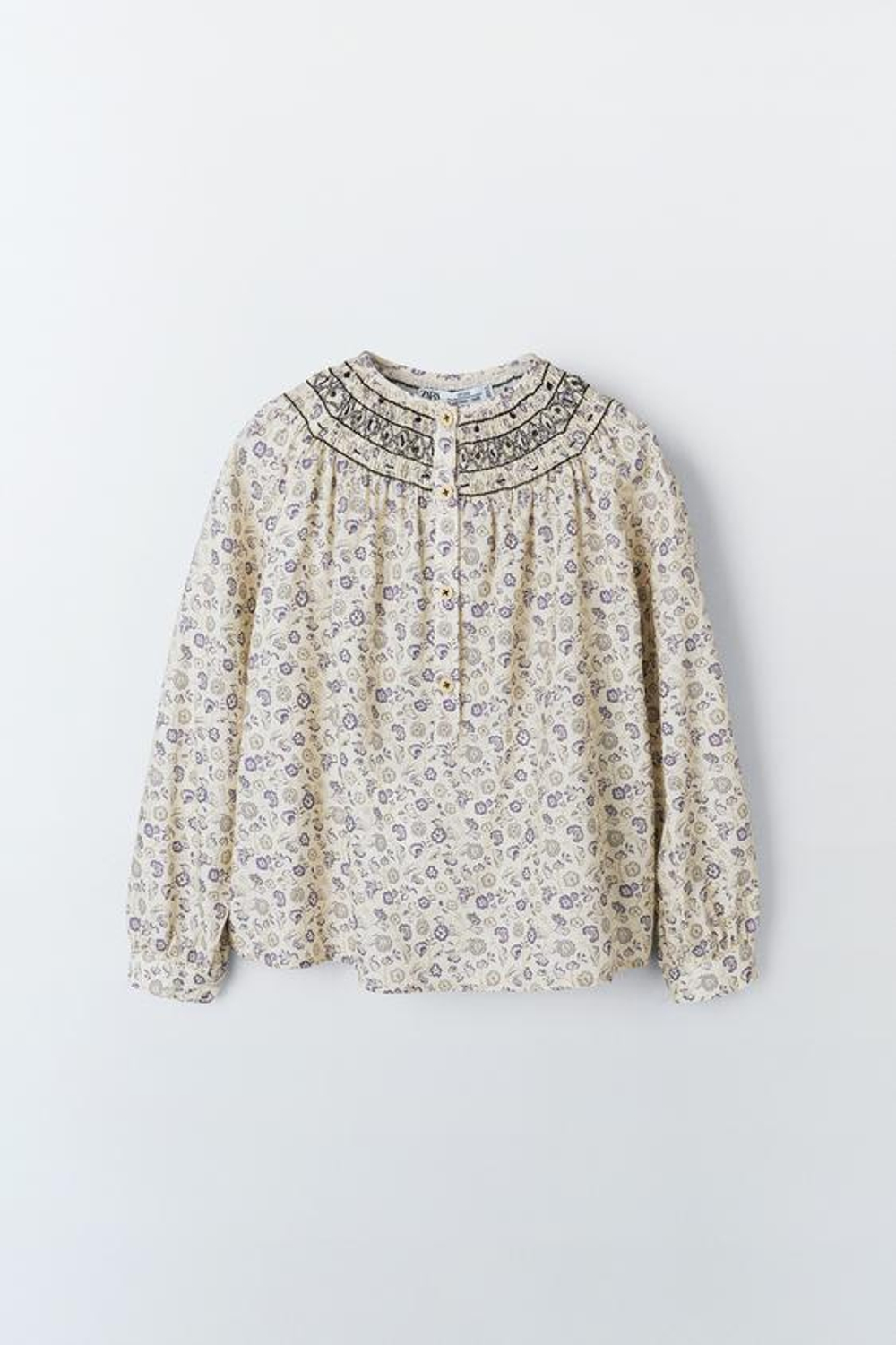 ZARA РУБАШКА С ЦВЕТОЧНОЙ ВЫШИВКОЙ, РАЗНОЦВЕТНЫЙ