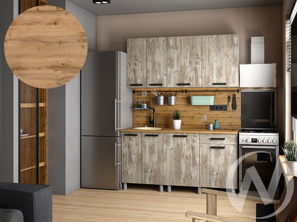 Кухня Элиана 1.6м (корпус белый/дуб юкон) 26мм дуб вотан