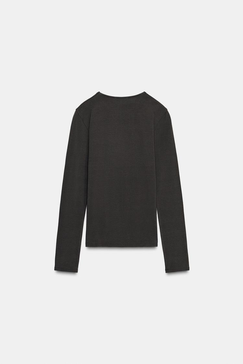 ZARA БАЗОВАЯ ХЛОПКОВАЯ ФУТБОЛКА, УГОЛЬНЫЙ