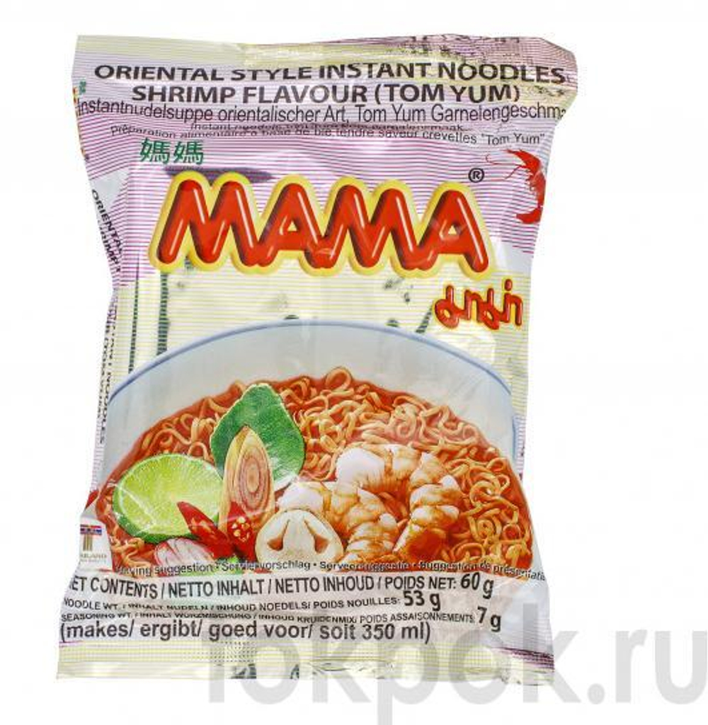 Лапша со вкусом креветки Том Ям МАМА, 55 гр