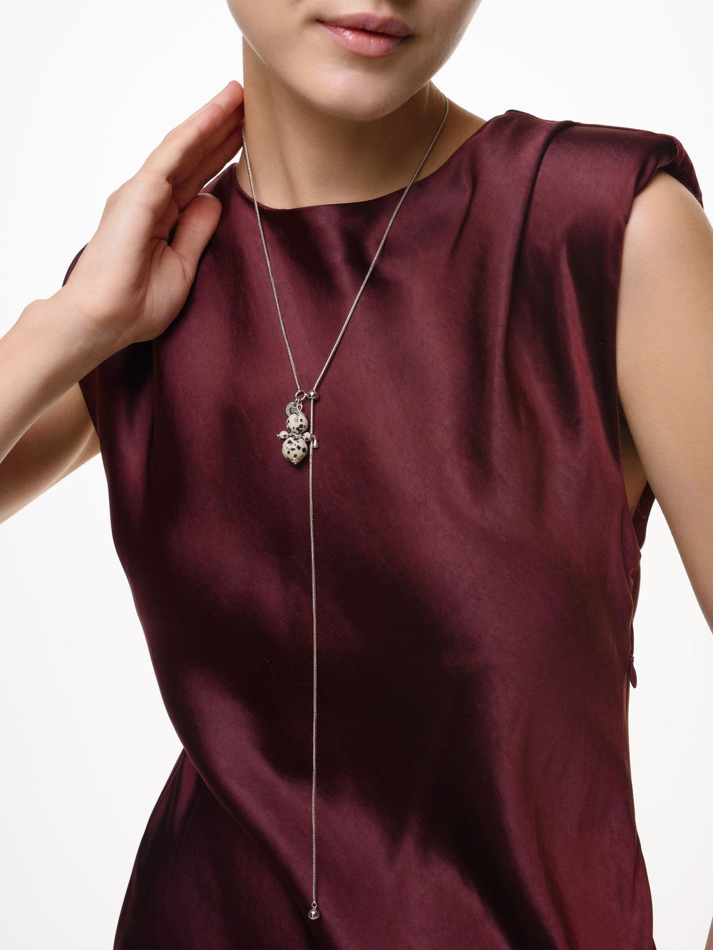 Колье "Nevalyashka" долматиновая яшма Silver