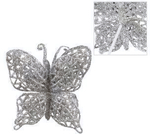 Украшение на елку Бабочка 6*8 см, серебро.