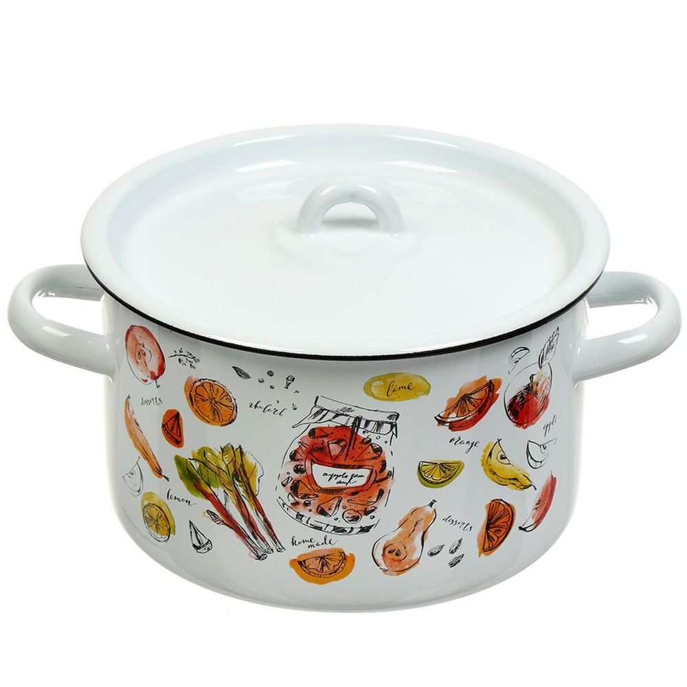 Набор эмалированной посуды 6 пр, кастрюли 1.5, 2.9, 4.5 л, цилиндр, СтальЭмаль, Лимонад, 1с33