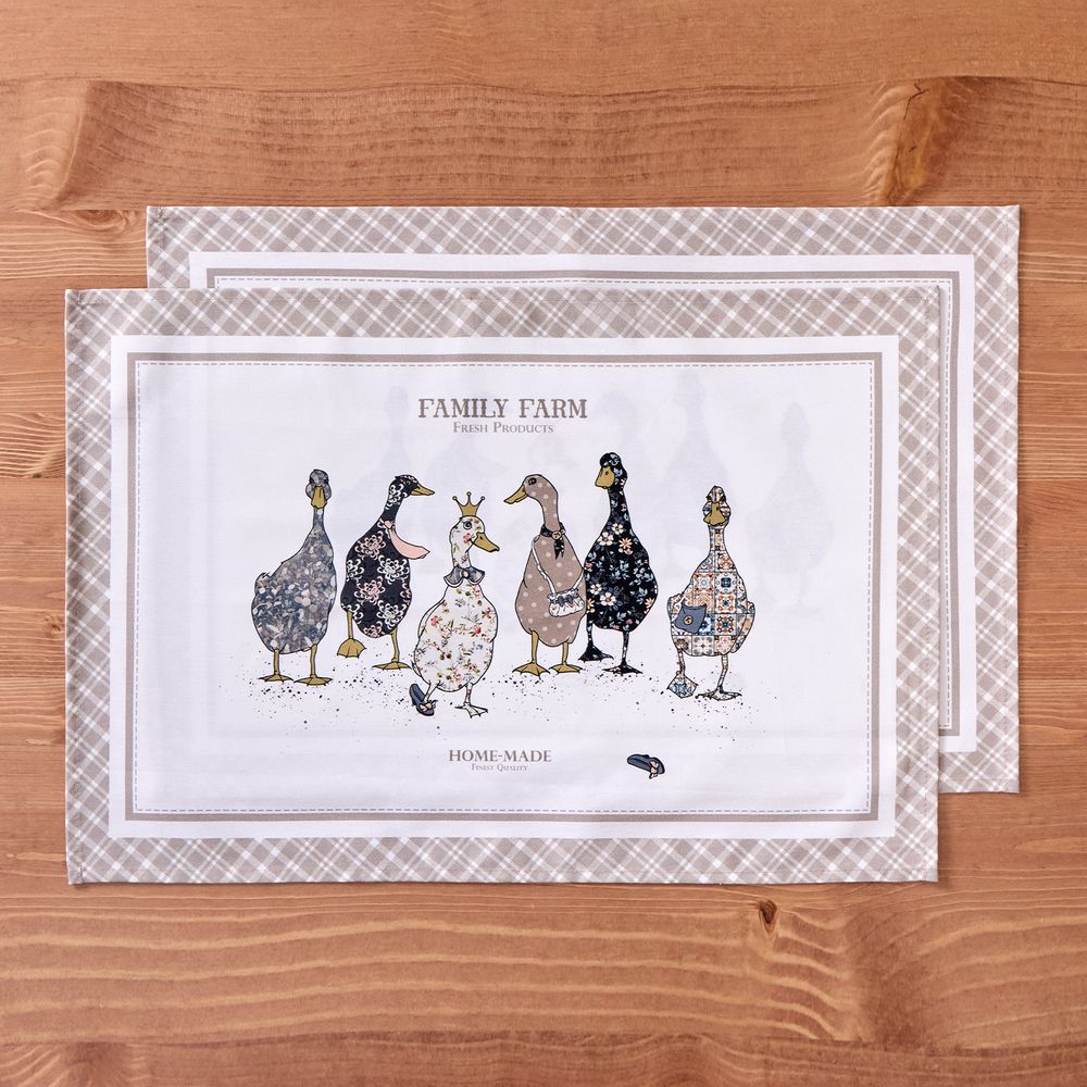 НАБОР ПОЛОТЕНЕЦ ИЗ 2-ХШТ "FAMILY FARM",40Х60СМ, 100% ХЛОПОК, КЛЕТКА,ТВИЛ