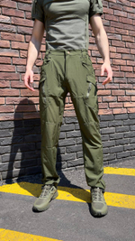 Брюки олива эластан