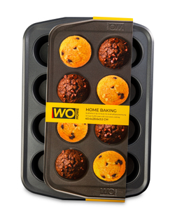 Форма для выпечки 12 кексов 40.4х28.6х3.5см Wo Home Home Baking серая