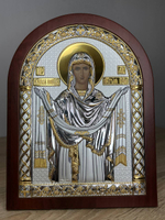 Покрова БМ, икона арочная, красное дерево 206х275
