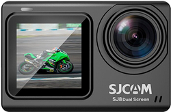 Экшн камера SJCam SJ8 Dual Screen черная с креплением, цифровым стабилизатором, водонепроницаемая 4K Ultra HD на шлем, голову, грудь, велосипед