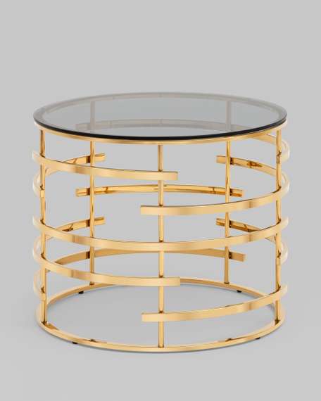 Журнальный столик Инфлюэнс 60*60 стекло smoke сталь золото