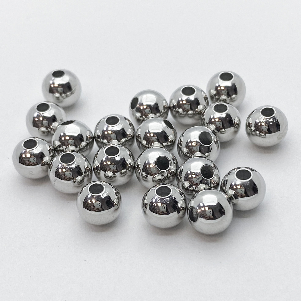 Бусина, цвет серебро, размер 8 мм, цена за 10 шт