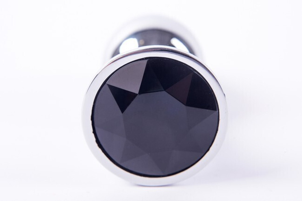 Анальная пробка металлическая серебристая с черным кристаллом Onjoy Metal Plug Silver Small (Цвет: серебряный с черным)