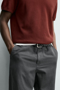 ZARA СВОБОДНЫЕ БРЮКИ STRAIGHT FIT, СТАЛЬНОЙ