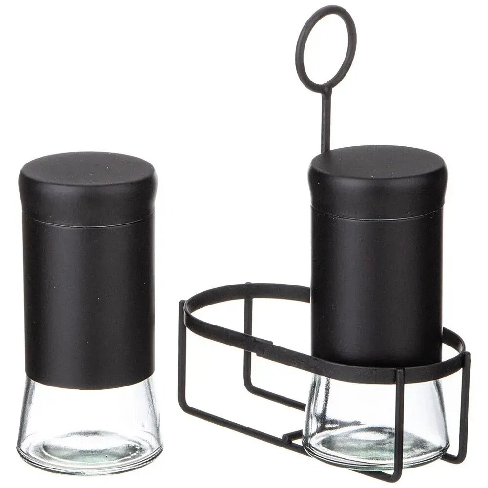 Набор банок для специй из 2 шт. на метал. подставке