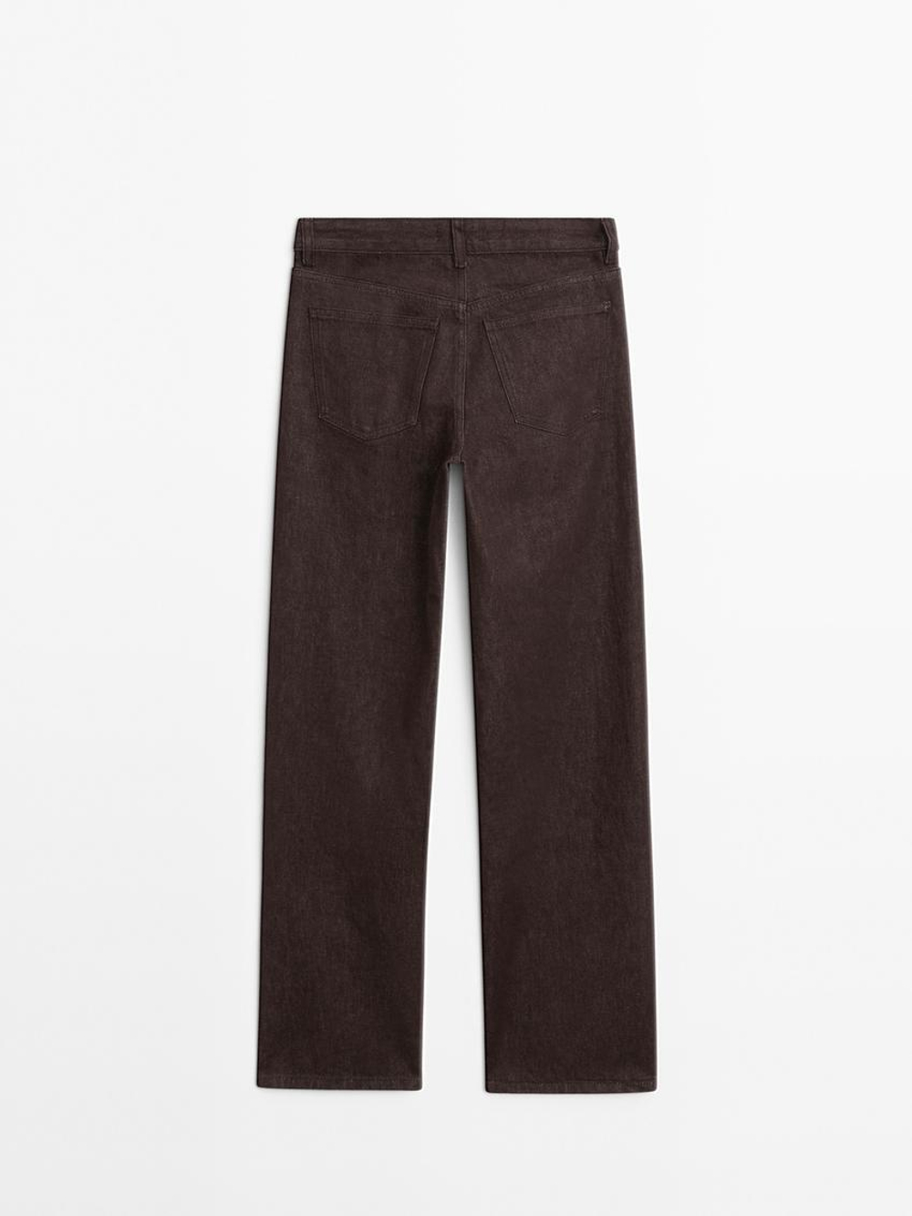 Massimo Dutti Джинсы со средней посадкой и широкими штанинами, коричневый