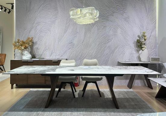 Стол BRIAN 200 MATTE PANDORA керамика на стекле/ Орех