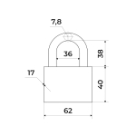 Замок навесной СТАНДАРТ HDS-370 d=7,8