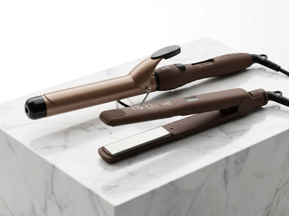 Плойка для завивки волос с тур. покрытием Лонг, 32 мм и утюжок Про с зеркальным тит. покрытием