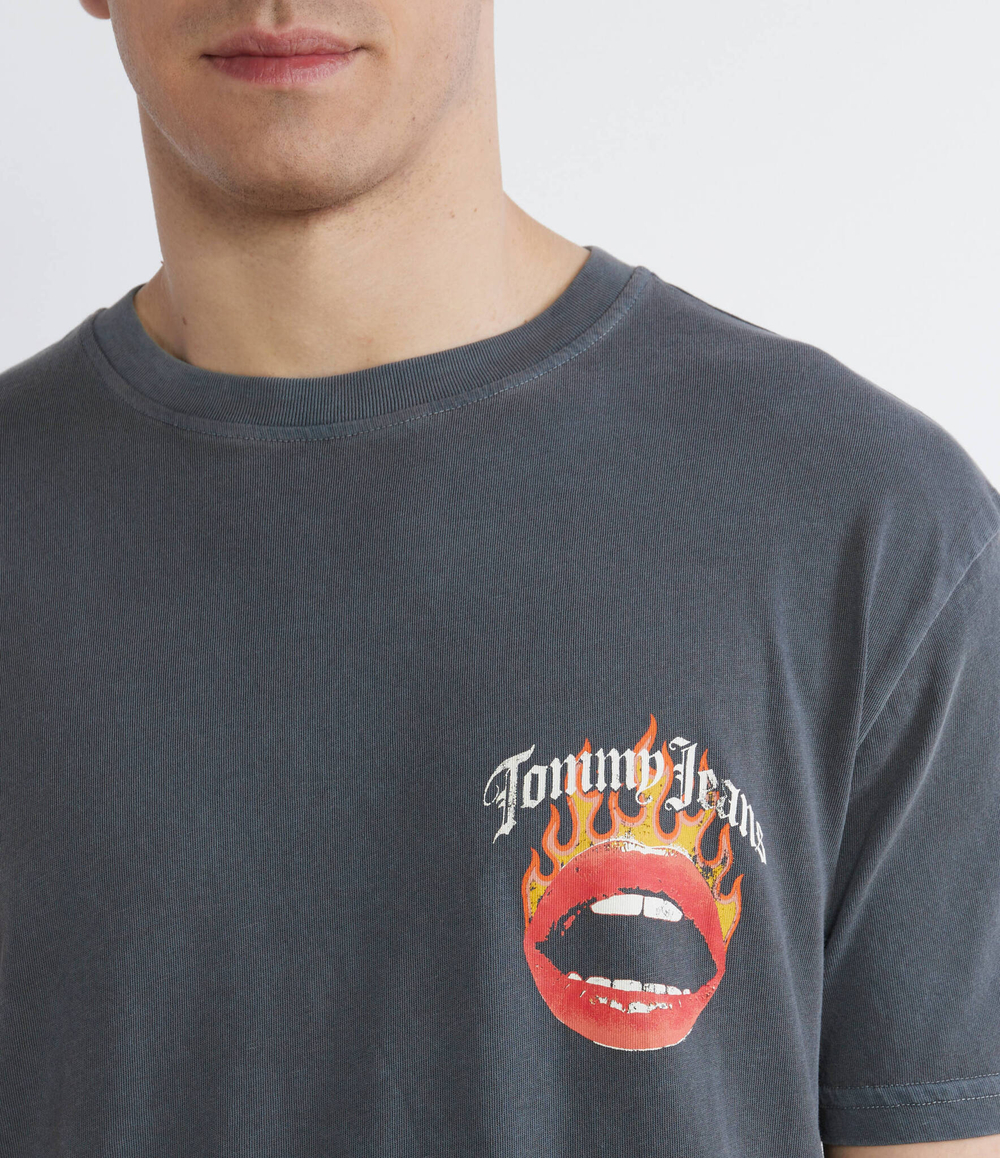 Футболка VINTAGE FIRE LIPS Tommy Jeans - графитовый(DM0DM18280)