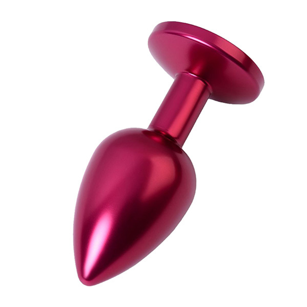 Красная анальная пробка 7,2см с кристаллом черного цвета ToyFa Metal 717007-95