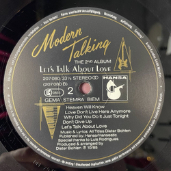 Винтажная виниловая пластинка LP Modern Talking Let's Talk About Love (The 2nd Album) (Germany 1985) Heaven Will Know