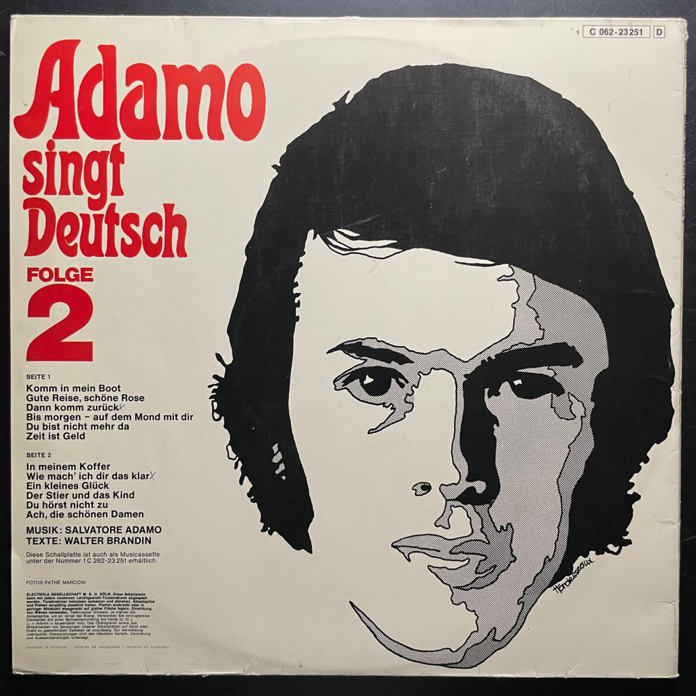 Adamo ‎– Adamo Singt Deutsch Folge 2 (Германия 1970г.)