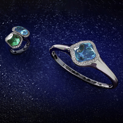 Кольцо с Турмалином, Аквамарином и Бриллиантами, R0030-32/1