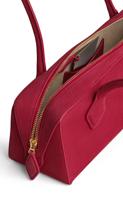 ALAÏA СУМКА LE TECKEL ИЗ НАТУРАЛЬНОЙ КОЖИ, МАЛИНОВЫЙ