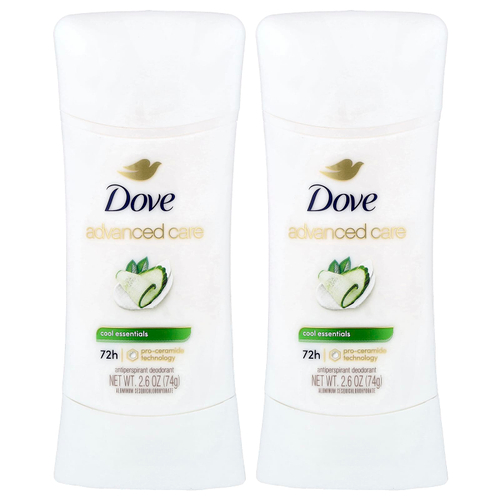 Dove, Advanced Care, дезодорант-антиперспирант, свежесть, набор из 2 шт. по 74 г (2,6 унции)