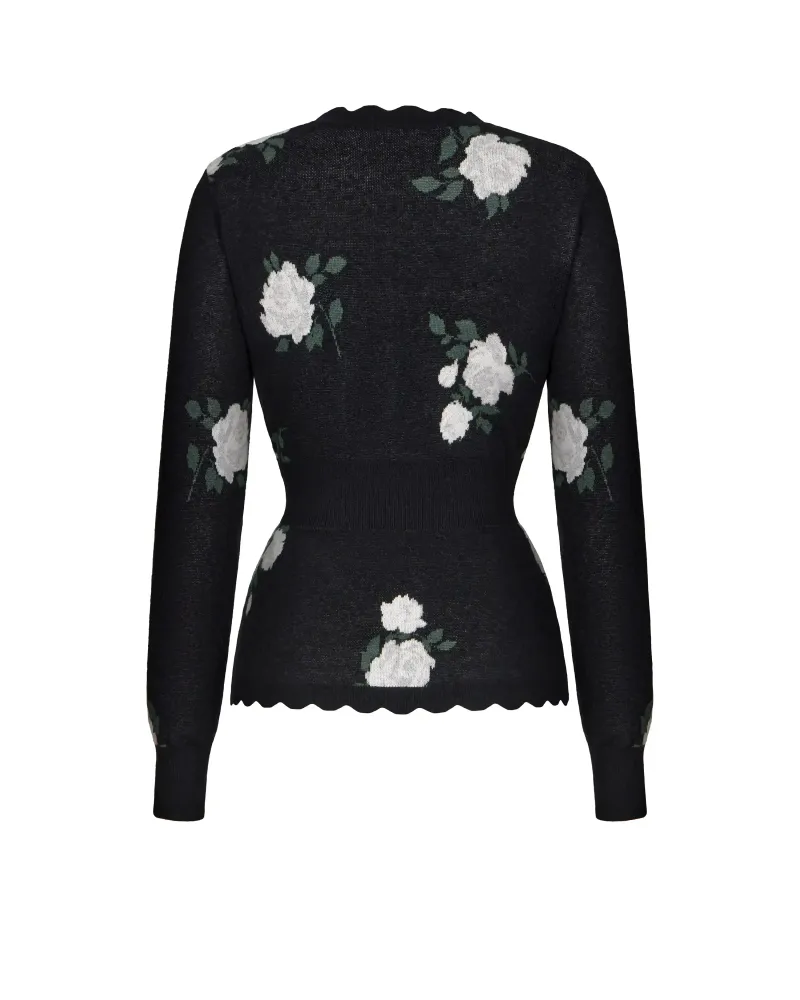 Lana-Tracy, вязаный комплект с юбкой мини из черного хлопка с цветочным принтом