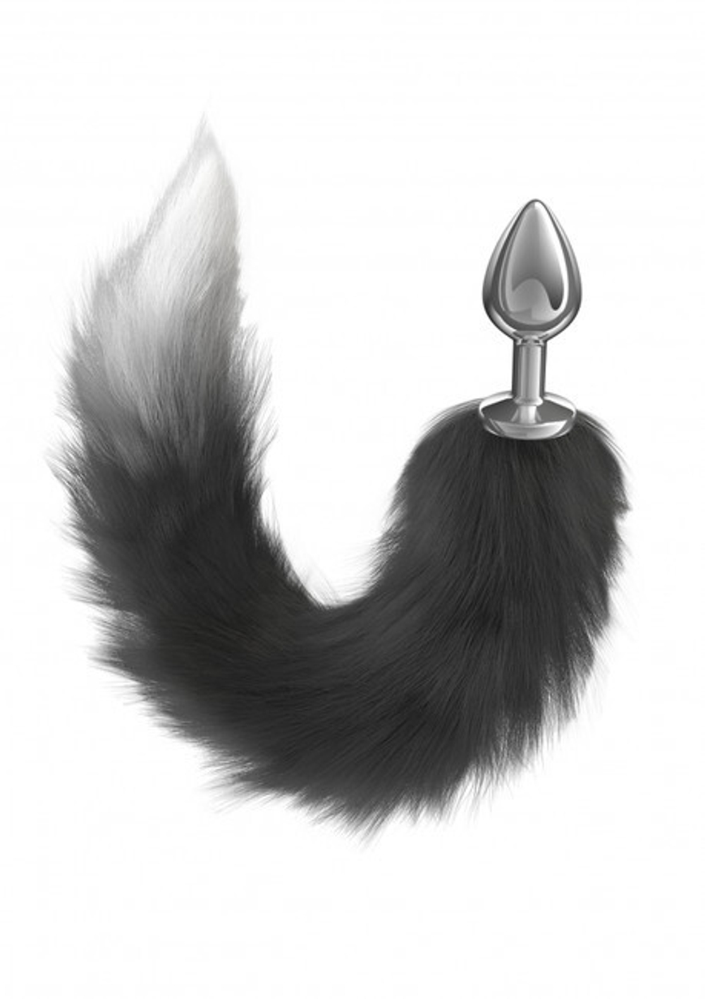 Анальная пробка с хвостом Diamond Starlit Black (Цвет: серебряный с черным)