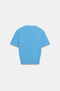 ZARA ТРИКОТАЖНЫЙ ТОП С ПОДПЛЕЧНИКАМИ, СИНИЙ