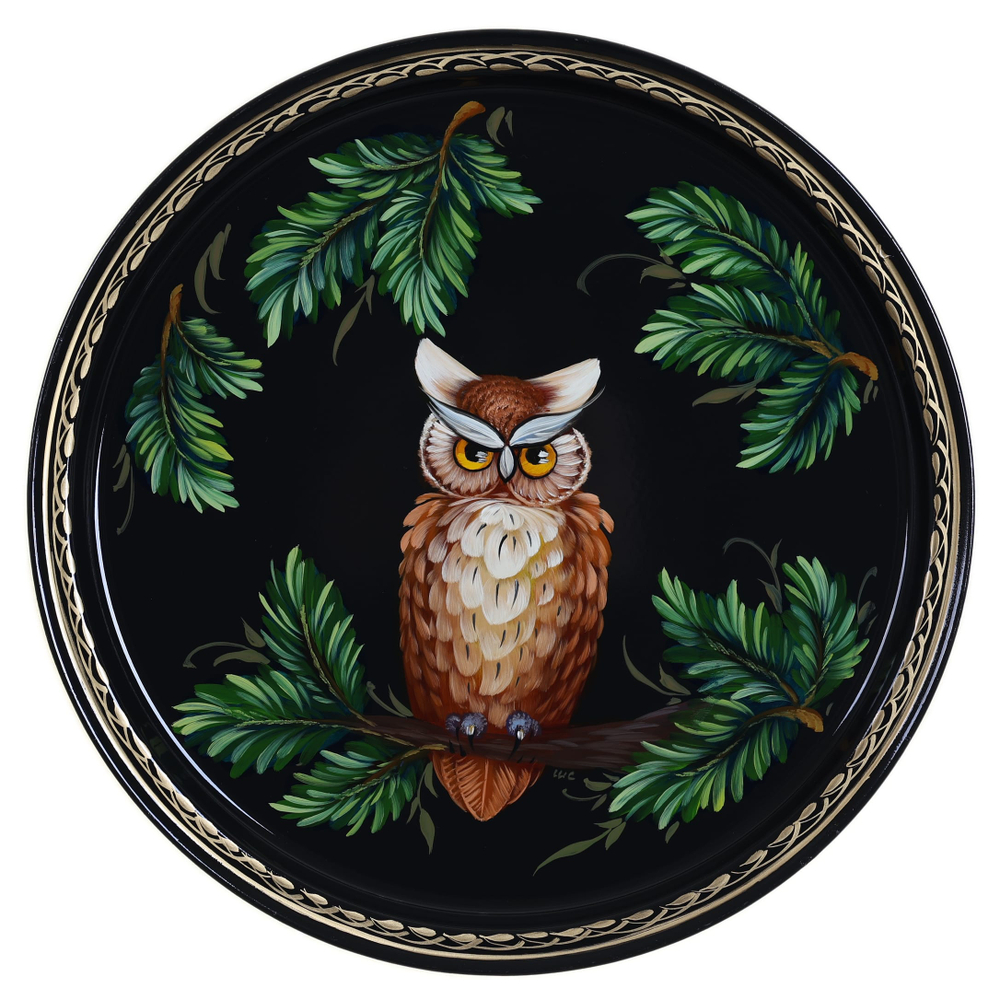 Жостовский поднос декоративный, размер 30 см (A9), металлический