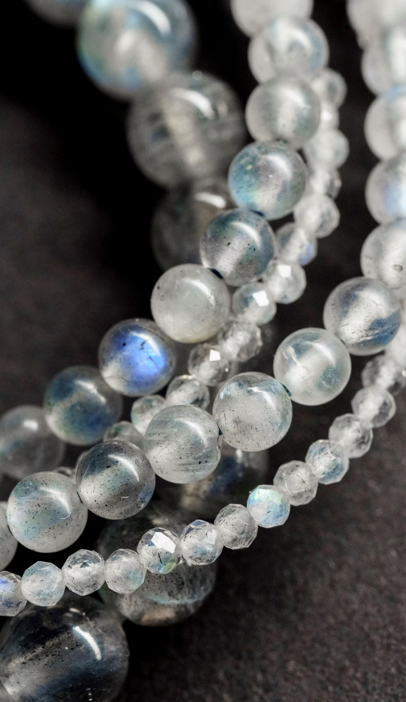 Браслет "Memo about Mindfulness" из лабрадорита 6 мм с подвеской