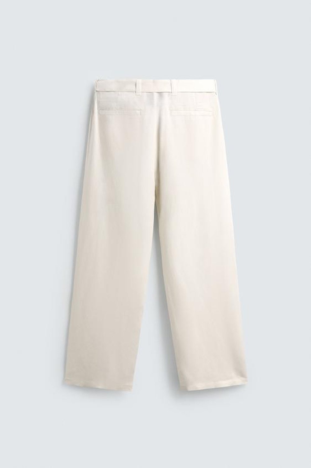 ZARA БРЮКИ RELAXED FIT ИЗ ВИСКОЗЫ И ЛЬНА С РЕМНЕМ, ЭКРЮ