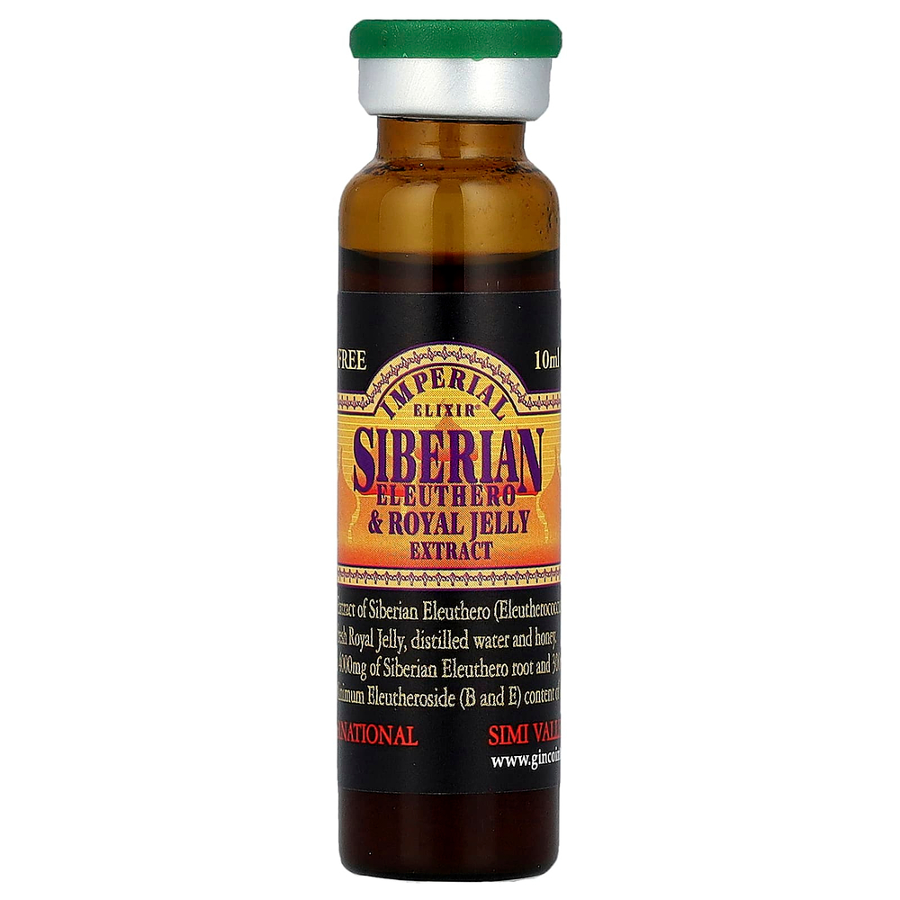 Imperial Elixir, экстракт элеутерококка колючего и маточного молочка, без спирта, 30 флаконов, по 10 мл (0,34 жидк. унции) каждый