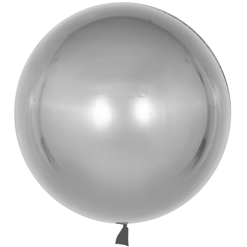 Шар с клапаном (18''/46 см) Сфера, Deco Bubble, Серебро, Хром, 1 шт.