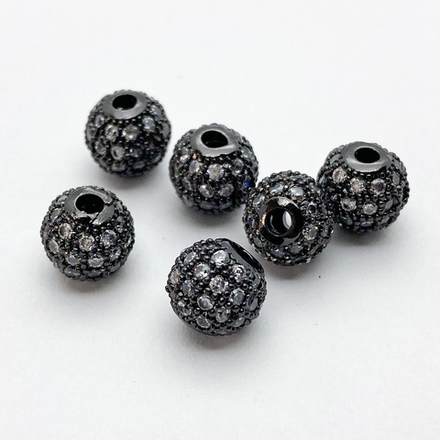 Бусина Milano LUX, цвет черный металл, диаметр 8 мм, цена за 1 шт