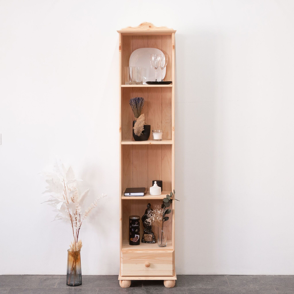 Стеллаж 3 полки Бритта из сосны, с ящиком, 40х32х182