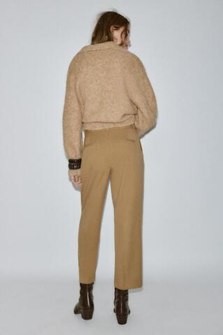 ZARA СВИТЕР ПОЛО ИЗ ВОРСИСТОГО ТРИКОТАЖА, РЫЖЕВАТО-КОРИЧНЕВЫЙ