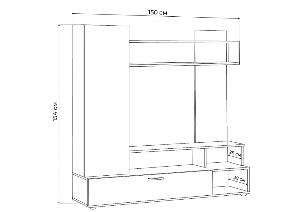 Готовая гостиная Woodville Nigel белый, цемент светлый