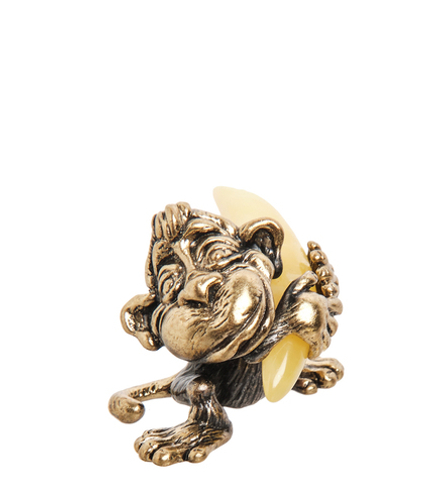 Народные промыслы AM-1143 Фигурка «Обезьяна Манки с бананом» (латунь, янтарь)