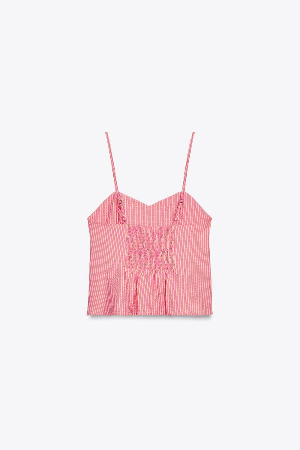 ZARA ТОП В ПОЛОСКУ С БАНТИКАМИ, РОЗОВЫЙ