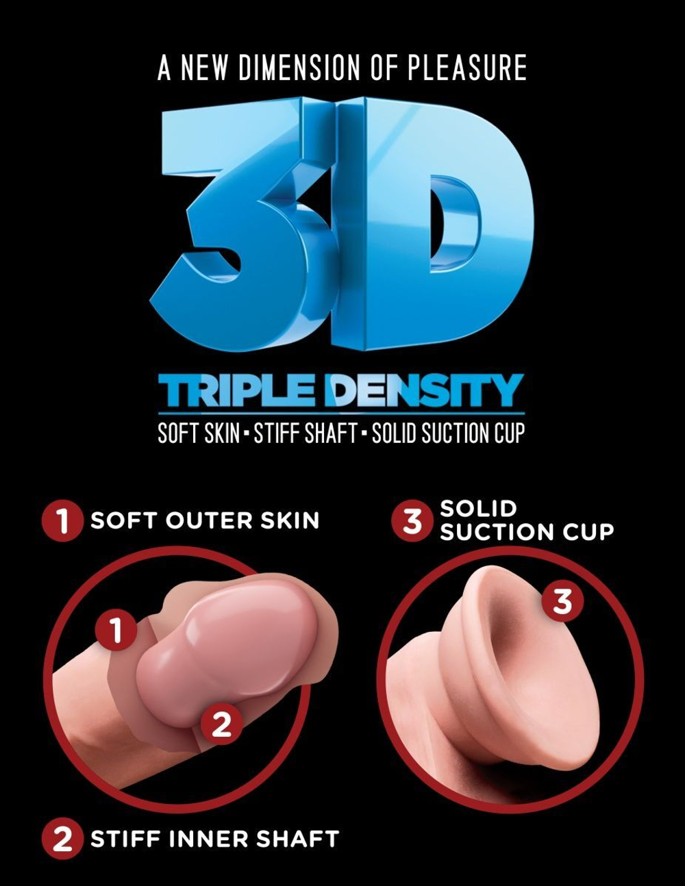 Телесный фаллоимитатор на присоске 9.5  Triple Density Double Penetrator - 24,1 см.