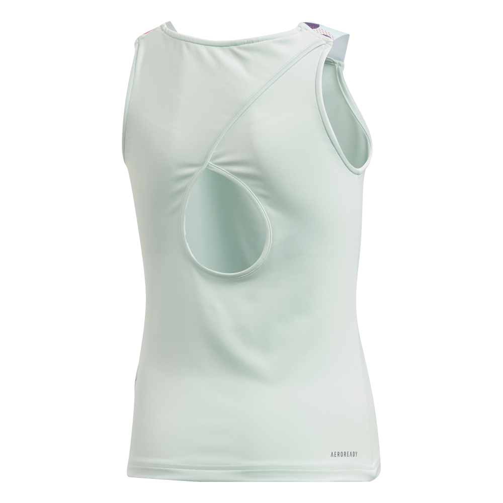 Футболка для девочки теннисная Adidas G Keyhole Tank - dash green/shock yellow